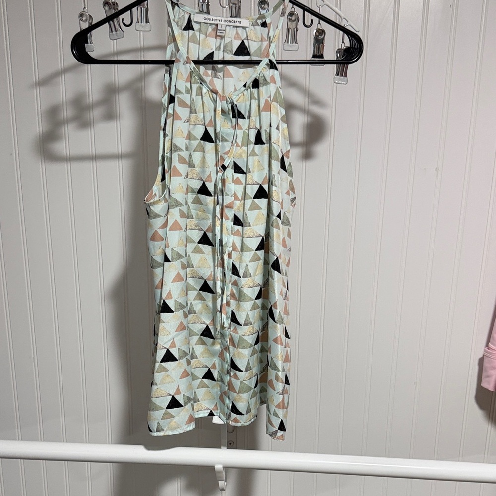 Collective Concepts Mint Geometric Triangle Print Tank